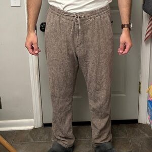 H&M Men's Brown Linen Cotton Blend Pants